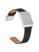 Watch Strap for Apple Watch Series 10 42mm / 9 8 7 41mm / SE (2023) SE (2022) SE 6 5 4 40mm / 3 2 1 38mm Leather Watch Band Woven Texture - Black