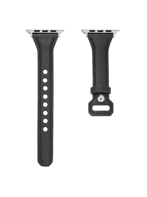 Watch Strap for Apple Watch Series 10 42mm / 9 8 7 41mm / SE (2023) SE (2022) SE 6 5 4 40mm / 3 2 1 38mm Leather Watch Wrist Strap - Black