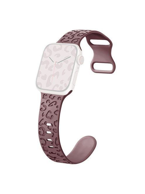 Watch Strap for Apple Watch Series 10 42mm / 9 8 7 41mm / SE (2023) SE (2022) SE 6 5 4 40mm / 3 2 1 38mm Leopard Pattern Silicone Watch Band - Smoke Purple