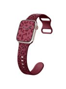 Watch Strap for Apple Watch Series 10 42mm / 9 8 7 41mm / SE (2023) SE (2022) SE 6 5 4 40mm / 3 2 1 38mm Leopard Pattern Silicone Watch Band - Wine Red