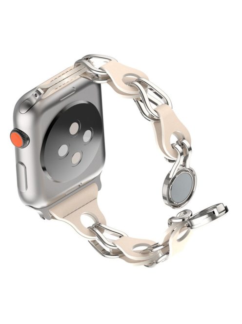 Watch Strap for Apple Watch Series 10 42mm / 9 8 7 41mm / SE (2023) SE (2022) SE 6 5 4 40mm / 3 2 1 38mm Magnetic Chain Wrist Band - Milk Tea