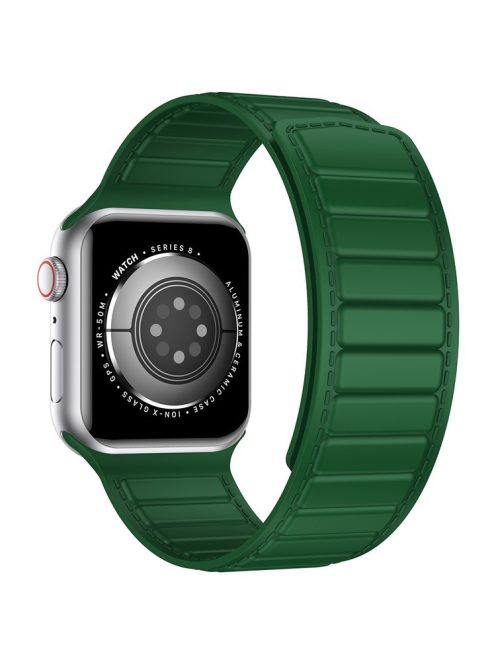 Watch Strap for Apple Watch Series 10 42mm / 9 8 7 41mm / SE (2023) SE (2022) SE 6 5 4 40mm / 3 2 1 38mm Magnetic Dual Color Silicone Band - Army Green