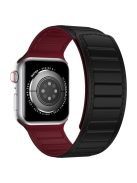 Watch Strap for Apple Watch Series 10 42mm / 9 8 7 41mm / SE (2023) SE (2022) SE 6 5 4 40mm / 3 2 1 38mm Magnetic Dual Color Silicone Band - Black+Wine Red