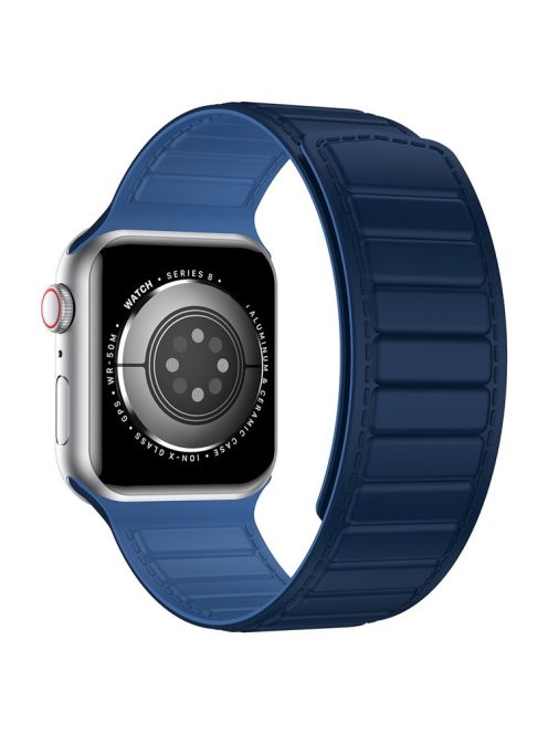 Watch Strap for Apple Watch Series 10 42mm / 9 8 7 41mm / SE (2023) SE (2022) SE 6 5 4 40mm / 3 2 1 38mm Magnetic Dual Color Silicone Band - Dark Blue+Blue