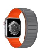 Watch Strap for Apple Watch Series 10 42mm / 9 8 7 41mm / SE (2023) SE (2022) SE 6 5 4 40mm / 3 2 1 38mm Magnetic Dual Color Silicone Band - Grey+Orange