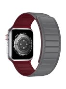 Watch Strap for Apple Watch Series 10 42mm / 9 8 7 41mm / SE (2023) SE (2022) SE 6 5 4 40mm / 3 2 1 38mm Magnetic Dual Color Silicone Band - Grey+Wine Red