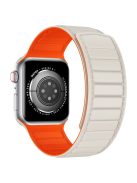 Watch Strap for Apple Watch Series 10 42mm / 9 8 7 41mm / SE (2023) SE (2022) SE 6 5 4 40mm / 3 2 1 38mm Magnetic Dual Color Silicone Band - Starlight+Orange