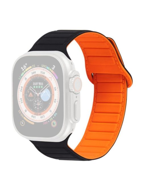 Watch Strap for Apple Watch Series 10 42mm / 9 8 7 41mm / SE (2023) SE (2022) SE 6 5 4 40mm / 3 2 1 38mm Magnetic Silicone Color Match Watchband - Black / Orange