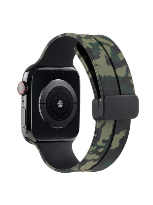 Watch Strap for Apple Watch Series 10 42mm / 9 8 7 41mm / SE (2023) SE (2022) SE 6 5 4 40mm / 3 2 1 38mm Magnetic Watch Band Camo Silicone Watch Strap - Army Green