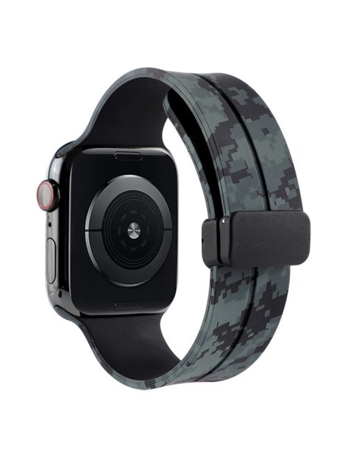 Watch Strap for Apple Watch Series 10 42mm / 9 8 7 41mm / SE (2023) SE (2022) SE 6 5 4 40mm / 3 2 1 38mm Magnetic Watch Band Camo Silicone Watch Strap - Black