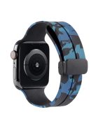 Watch Strap for Apple Watch Series 10 42mm / 9 8 7 41mm / SE (2023) SE (2022) SE 6 5 4 40mm / 3 2 1 38mm Magnetic Watch Band Camo Silicone Watch Strap - Blue