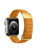 Watch Strap for Apple Watch Series 10 42mm / 9 8 7 41mm / SE (2023) SE (2022) SE 6 5 4 40mm / 3 2 1 38mm Magnetic Watchband Genuine Cow Leather Watch Strap - Orange