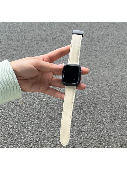 Watch Strap for Apple Watch Series 10 42mm / 9 8 7 41mm / SE (2023) SE (2022) SE 6 5 4 40mm / 3 2 1 38mm PU Leather Magnetic Buckle Band - Beige