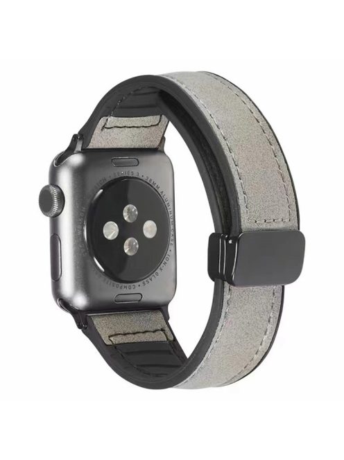 Watch Strap for Apple Watch Series 10 42mm / 9 8 7 41mm / SE (2023) SE (2022) SE 6 5 4 40mm / 3 2 1 38mm PU+Silicone Watch Strap Magnetic Folding Buckle Watch Band - Grey