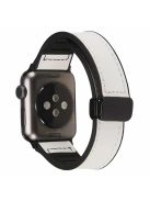 Watch Strap for Apple Watch Series 10 42mm / 9 8 7 41mm / SE (2023) SE (2022) SE 6 5 4 40mm / 3 2 1 38mm PU+Silicone Watch Strap Magnetic Folding Buckle Watch Band - White