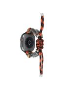 Watch Strap for Apple Watch Series 10 42mm / 9 8 7 41mm / SE (2023) SE (2022) SE 6 5 4 40mm / 3 2 1 38mm Rope Watch Strap Beads Wrist Band - Black Orange Camouflage