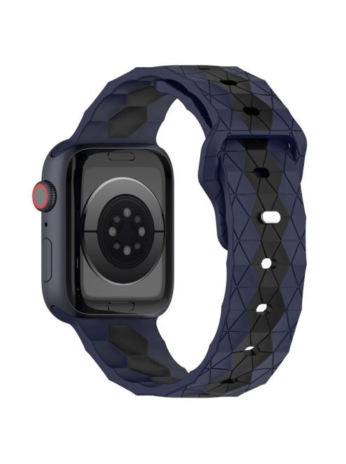 Watch Strap for Apple Watch Series 10 42mm / 9 8 7 41mm / SE (2023) SE (2022) SE 6 5 4 40mm / 3 2 1 38mm Silicone Band (Football Pattern) - Midnight Blue+Black