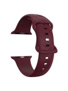 Watch Strap for Apple Watch Series 10 42mm / 9 8 7 41mm / SE (2023) SE (2022) SE 6 5 4 40mm / 3 2 1 38mm Silicone Band Engraved Watch Strap - Wine Red