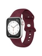 Watch Strap for Apple Watch Series 10 42mm / 9 8 7 41mm / SE (2023) SE (2022) SE 6 5 4 40mm / 3 2 1 38mm Silicone Band Engraved Watch Strap - Wine Red