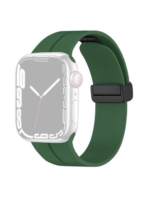 Watch Strap for Apple Watch Series 10 42mm / 9 8 7 41mm / SE (2023) SE (2022) SE 6 5 4 40mm / 3 2 1 38mm Silicone Sport Band with Magnetic Folding Buckle - Dark Green