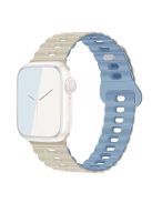 Watch Strap for Apple Watch Series 10 42mm / 9 8 7 41mm / SE (2023) SE (2022) SE 6 5 4 40mm / 3 2 1 38mm Silicone Watch Band - Antique White+Mist Blue