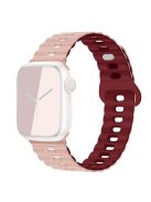 Watch Strap for Apple Watch Series 10 42mm / 9 8 7 41mm / SE (2023) SE (2022) SE 6 5 4 40mm / 3 2 1 38mm Silicone Watch Band - Pink+Wine Red