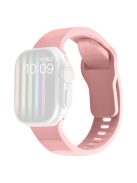 Watch Strap for Apple Watch Series 10 42mm / 9 8 7 41mm / SE (2023) SE (2022) SE 6 5 4 40mm / 3 2 1 38mm Silicone Watchband Wavy Watch Strap with Square Buckle - Pink