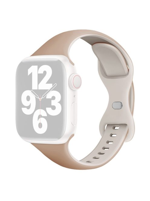 Watch Strap for Apple Watch Series 10 42mm / 9 8 7 41mm / SE (2023) SE (2022) SE 6 5 4 40mm / 3 2 1 38mm Silicone Wrist Band - Milk Tea+Rock White