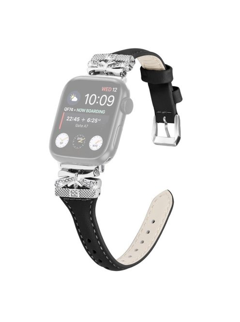 Watch Strap for Apple Watch Series 10 42mm / 9 8 7 41mm / SE (2023) SE (2022) SE 6 5 4 40mm / 3 2 1 38mm Silver Buckle Band - Black