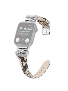   Watch Strap for Apple Watch Series 10 42mm / 9 8 7 41mm / SE (2023) SE (2022) SE 6 5 4 40mm / 3 2 1 38mm Silver Buckle Band - Snake Texture