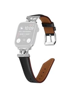   Watch Strap for Apple Watch Series 10 42mm / 9 8 7 41mm / SE (2023) SE (2022) SE 6 5 4 40mm / 3 2 1 38mm Silver Buckle Watch Band - Black