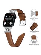 Watch Strap for Apple Watch Series 10 42mm / 9 8 7 41mm / SE (2023) SE (2022) SE 6 5 4 40mm / 3 2 1 38mm Silver Buckle Watch Band - Brown