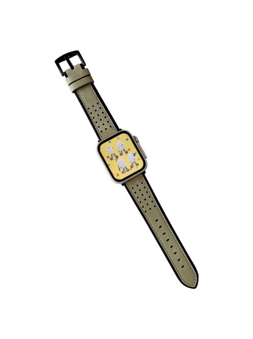 Watch Strap for Apple Watch Series 10 42mm / 9 8 7 41mm / SE (2023) SE (2022) SE 6 5 4 40mm / 3 2 1 38mm Smart Watch Band Waxyed Top Layer Cowhide Strap - Green