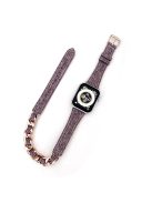 Watch Strap for Apple Watch Series 10 42mm / 9 8 7 41mm / SE (2023) SE (2022) SE 6 5 4 40mm / 3 2 1 38mm Watch Band Denim+Leather+Zinc Alloy Strap - Violet