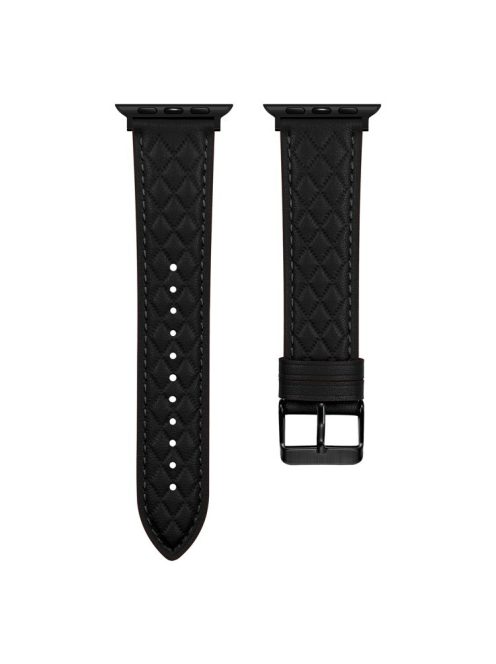 Watch Strap for Apple Watch Series 10 42mm / 9 8 7 41mm / SE (2023) SE (2022) SE 6 5 4 40mm / 3 2 1 38mm Watch Band Genuine Cow Leather Strap - Black