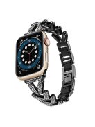 Watch Strap for Apple Watch Series 10 42mm / 9 8 7 41mm / SE (2023) SE (2022) SE 6 5 4 40mm / 3 2 1 38mm Watch Band Rhinestone Metal Strap - Black