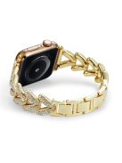 Watch Strap for Apple Watch Series 10 42mm / 9 8 7 41mm / SE (2023) SE (2022) SE 6 5 4 40mm / 3 2 1 38mm Watch Band Rhinestone Metal Strap - Gold