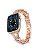 Watch Strap for Apple Watch Series 10 42mm / 9 8 7 41mm / SE (2023) SE (2022) SE 6 5 4 40mm / 3 2 1 38mm Watch Band Rhinestone Metal Strap - Rose Gold