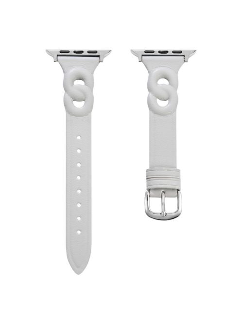 Watch Strap for Apple Watch Series 10 42mm / 9 8 7 41mm / SE (2023) SE (2022) SE 6 5 4 40mm / 3 2 1 38mm Watch Band with 8-shaped Design - Light Grey