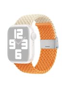 Watch Strap for Apple Watch Series 10 42mm / 9 8 7 41mm / SE (2023) SE (2022) SE 6 5 4 40mm / 3 2 1 38mm Watch Strap Color Match Braided Nylon Band - Starlight / Orange