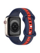 Watch Strap for Apple Watch Series 10 42mm / 9 8 7 41mm / SE (2023) SE (2022) SE 6 5 4 40mm / 3 2 1 38mm Watch Strap Dual Color Silicone Watch Band - Midnight Blue / Red