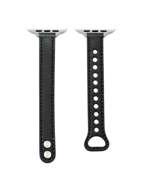 Watch Strap for Apple Watch Series 10 42mm / 9 8 7 41mm / SE (2023) SE (2022) SE 6 5 4 40mm / 3 2 1 38mm Watch Strap Leather Replacement Bracelet - Black