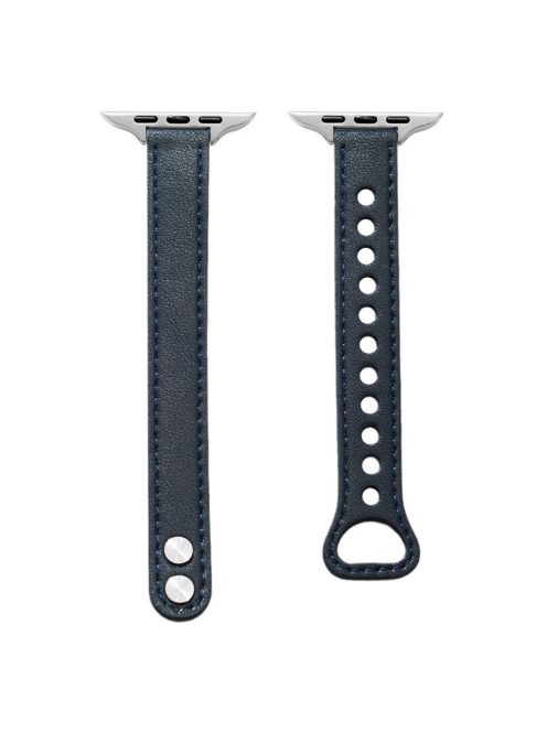 Watch Strap for Apple Watch Series 10 42mm / 9 8 7 41mm / SE (2023) SE (2022) SE 6 5 4 40mm / 3 2 1 38mm Watch Strap Leather Replacement Bracelet - Navy Blue