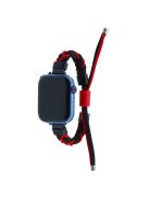 Watch Strap for Apple Watch Series 10 42mm / 9 8 7 41mm / SE (2023) SE (2022) SE 6 5 4 40mm / 3 2 1 38mm Watch Strap Silicone Loop Braided Nylon Wristband - Black+Red