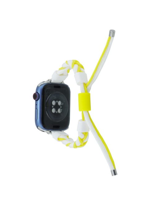 Watch Strap for Apple Watch Series 10 42mm / 9 8 7 41mm / SE (2023) SE (2022) SE 6 5 4 40mm / 3 2 1 38mm Watch Strap Silicone Loop Braided Nylon Wristband - White+Yellow