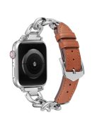 Watch Strap for Apple Watch Series 10 42mm / 9 8 7 41mm / SE (2023) SE (2022) SE 6 5 4 40mm / 3 2 1 38mm Zinc Alloy+Cowhide Wrist Band - Brown