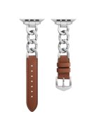 Watch Strap for Apple Watch Series 10 42mm / 9 8 7 41mm / SE (2023) SE (2022) SE 6 5 4 40mm / 3 2 1 38mm Zinc Alloy+Cowhide Wrist Band - Brown