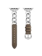 Watch Strap for Apple Watch Series 10 42mm / 9 8 7 41mm / SE (2023) SE (2022) SE 6 5 4 40mm / 3 2 1 38mm Zinc Alloy+Cowhide Wrist Band - Tan