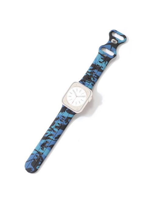 Watch Strap for Apple Watch Series 10 46mm / Ultra 2 Ultra 49mm /  Series 9 8 7 45mm / 6 5 4 SE (2023) SE (2022) SE 44mm / 3 2 1 42mm , Camouflage Silicone Sports Band - Blue