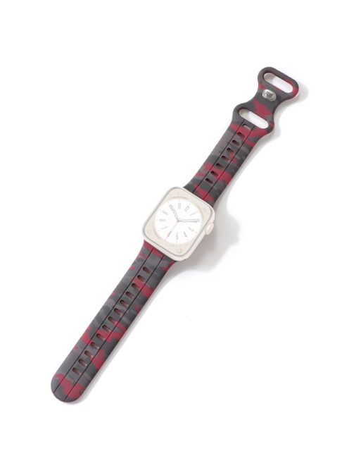 Watch Strap for Apple Watch Series 10 46mm / Ultra 2 Ultra 49mm /  Series 9 8 7 45mm / 6 5 4 SE (2023) SE (2022) SE 44mm / 3 2 1 42mm , Camouflage Silicone Sports Band - Wine Red